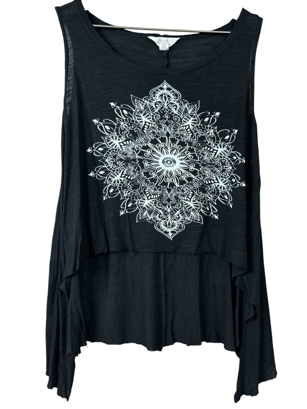 Sun and Shadow High Low Black Tank Top Women Sz S